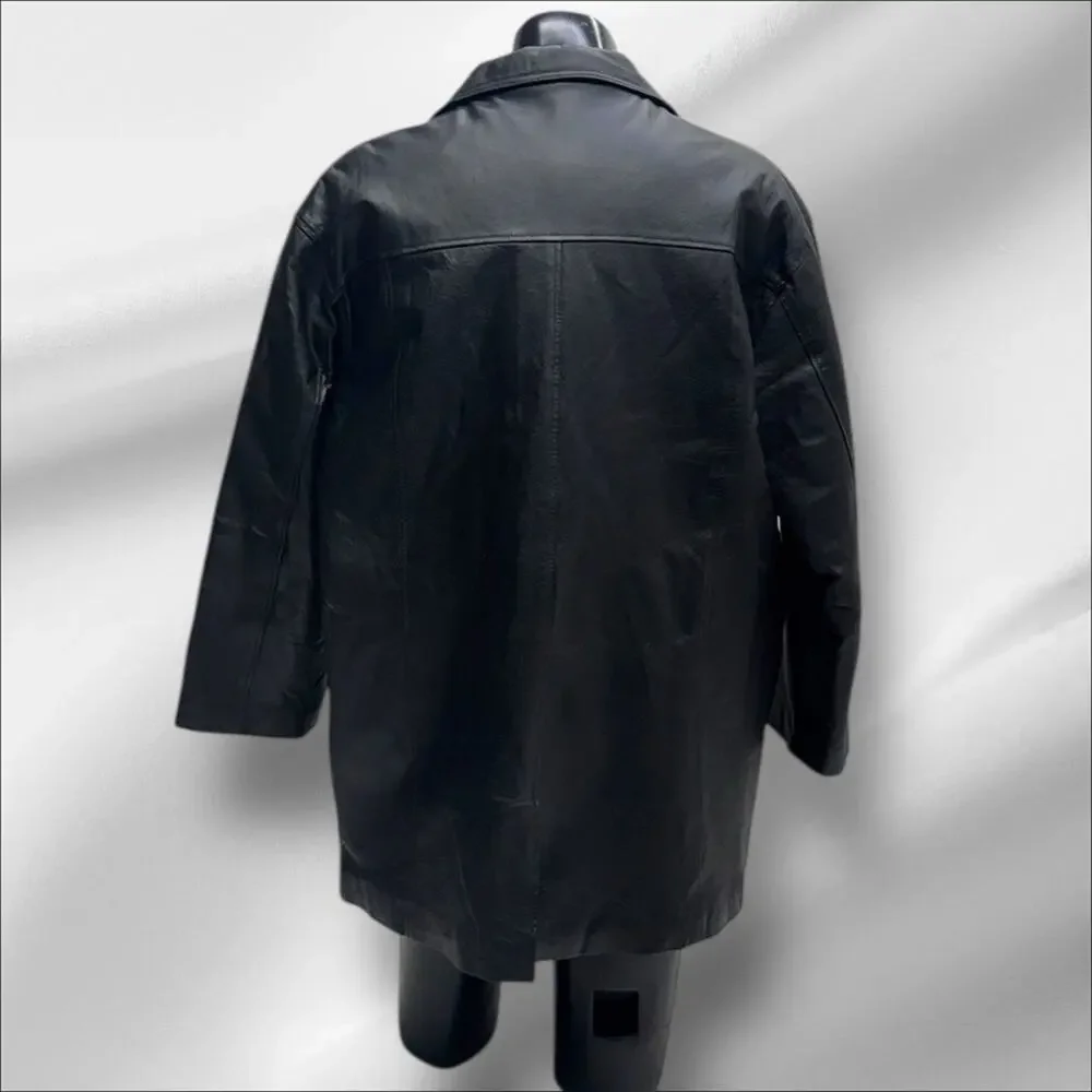 HABAND Men’s XL Black Quilt Lined Leather Jacket